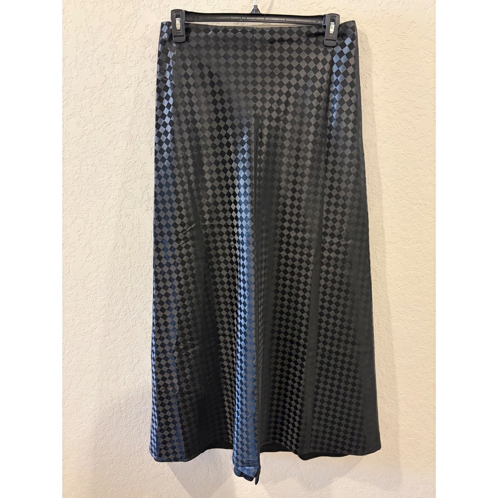 JS Collections Black Checkered Maxi Skirt Size 12 High Waisted Formal A-Line